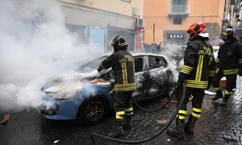 بالفيديو.. إندلاع أعمال عنف قبل مواجهة نابولي وآينتراخت فرانكفورت في دوري الأبطال