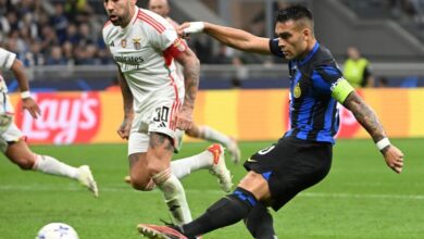 إنتر ميلان يفوز بصعوبة على بنفيكا البرتغالي1-0 ويتصدر المجموعة الثانية
