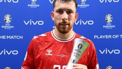 هوبيرج أفضل لاعب في مباراة إنجلترا والدنمارك